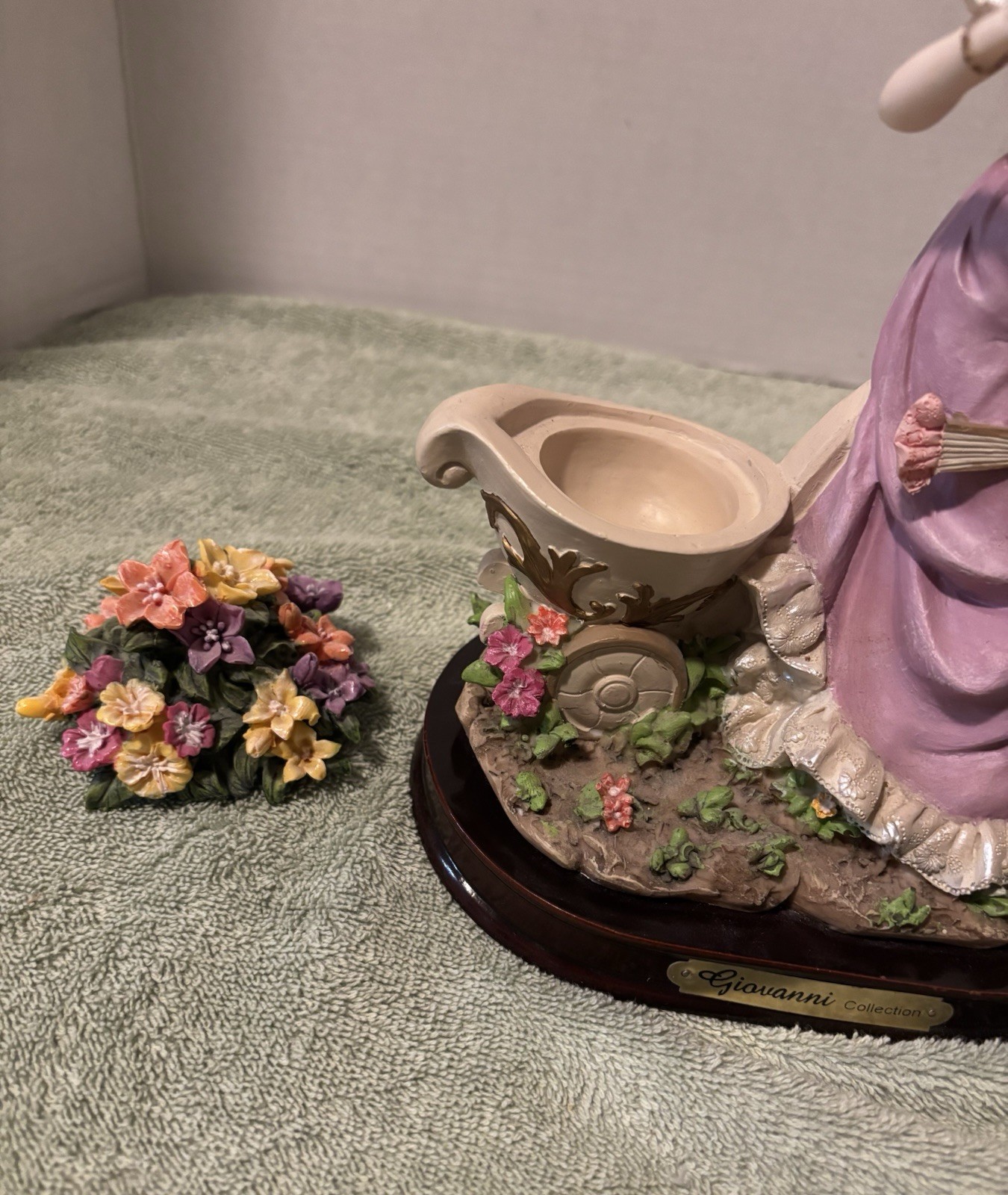 Giovanni Collection – Victorian Woman With Cart Of Flowers. ~11” Tall.