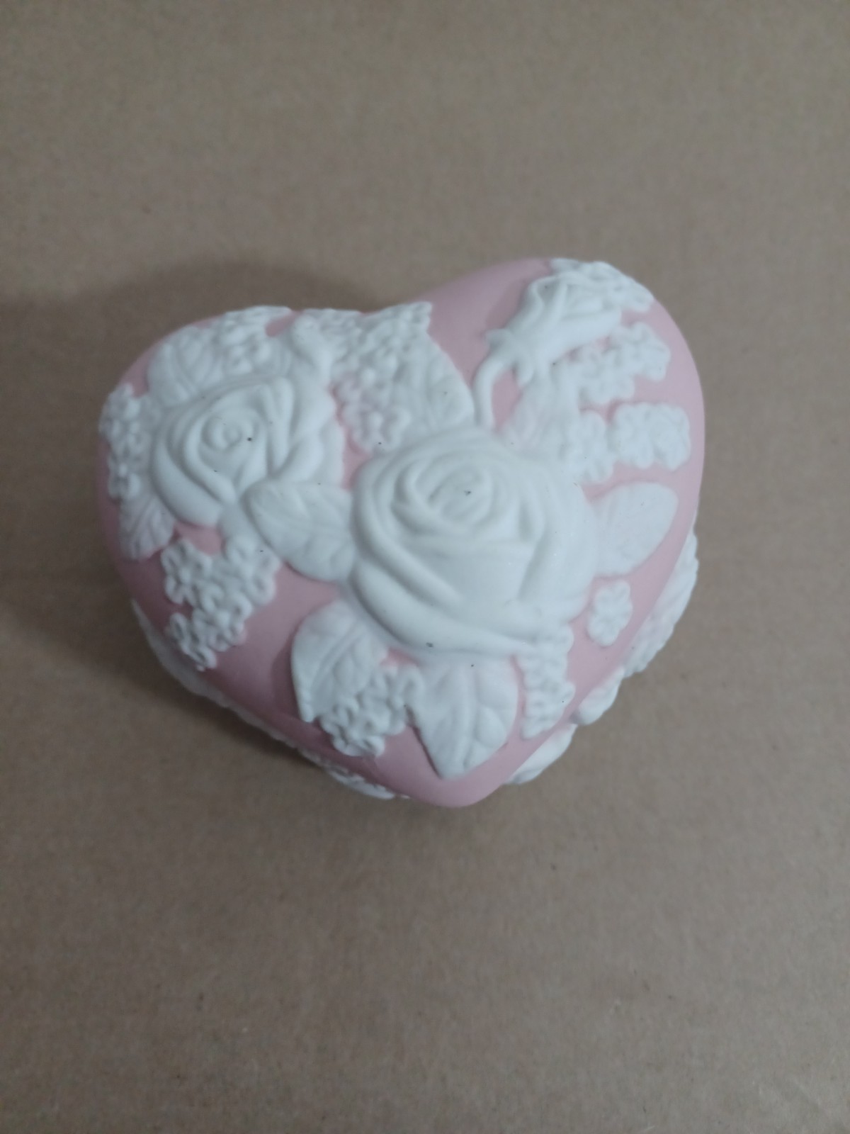 San Francisco Music Company Ornate Pink Jasperware Heart Tricket Box Pre-owned