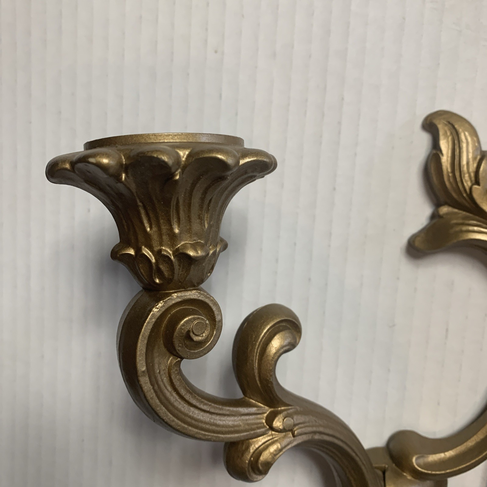 Home Interiors Homco 2 Arm Gold Sconce