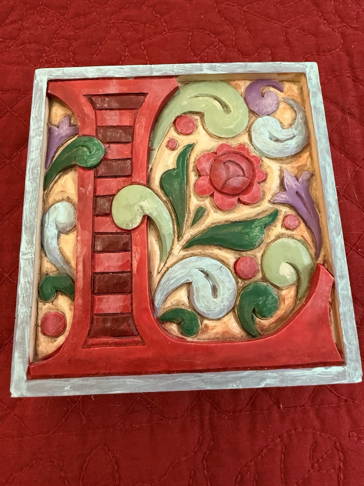 JIM SHORE Monograms Initial Alphabet Letter “L” Block Heartwood Creek