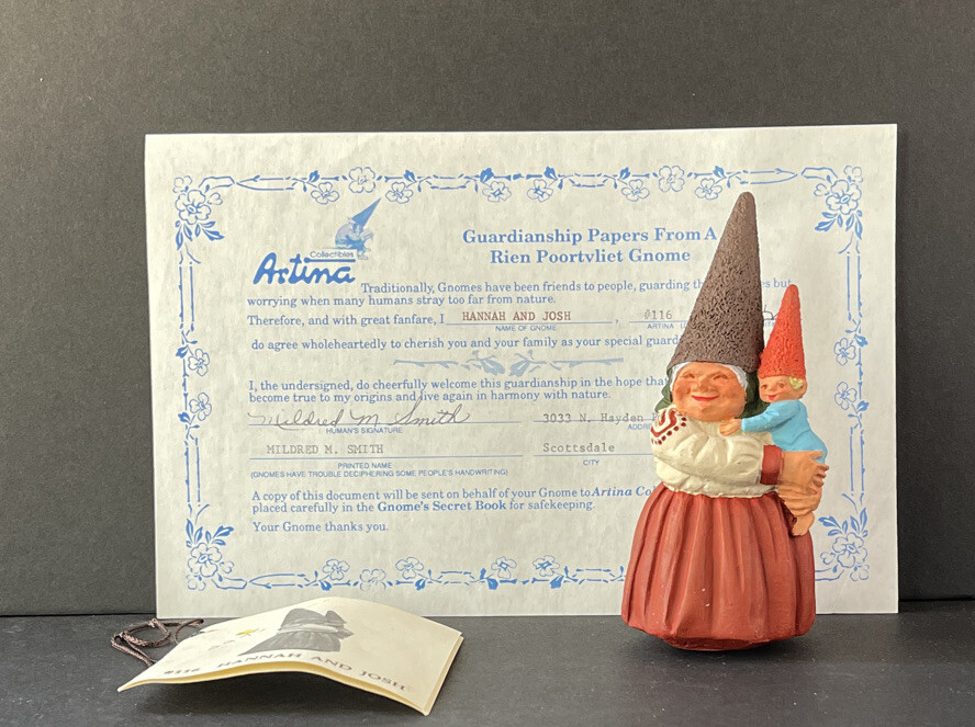1988 HANNAH & JOSH Artina Gnome Poortvliet Figurine RARE 1st Ed. & COA & BOX
