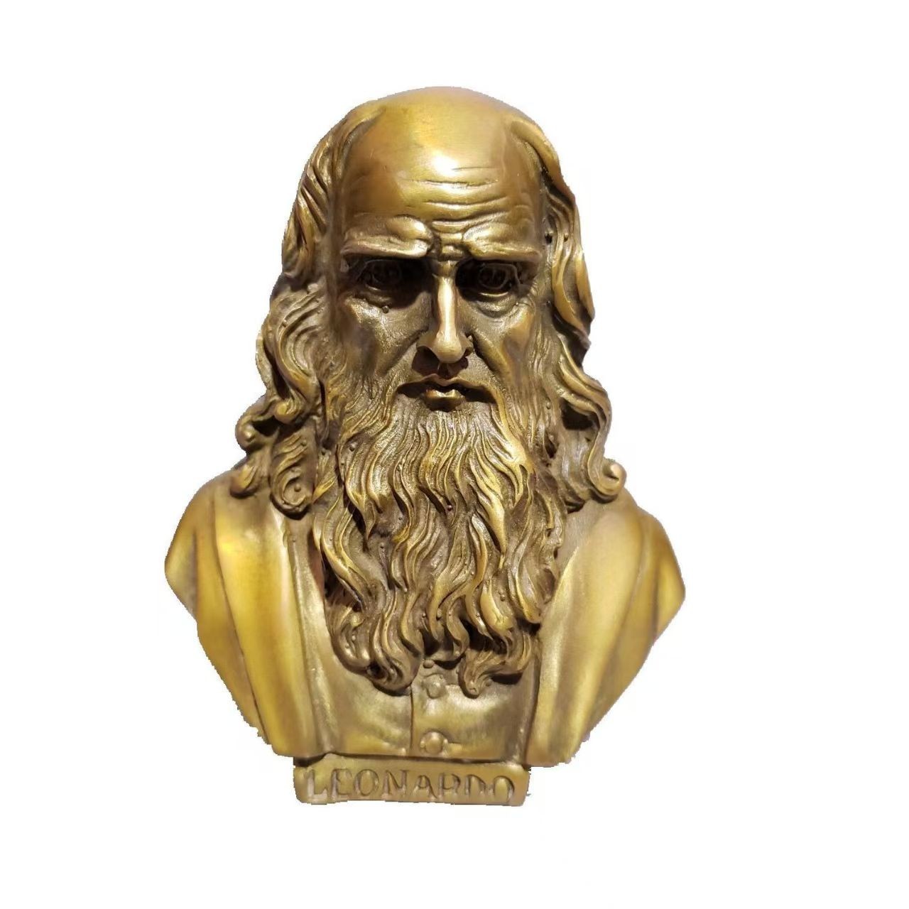 Vintage Leonardo da Vinci Half body Bronze Statue Ornament