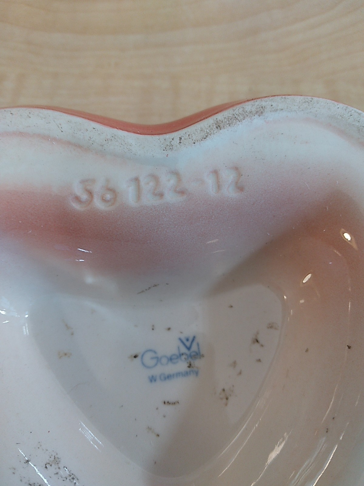 VTG Valentine’s Day Goebel Cupid Red Heart Figurine West Germany Love Porcelain