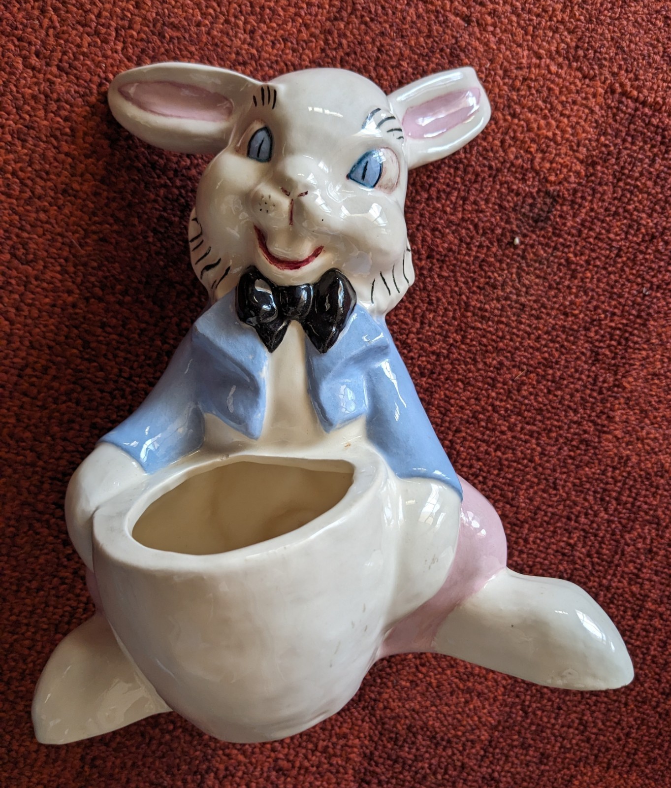 Vintage JAMAR Orig. Ceramic 1940s Arnart Bunny Rabbit Planter, Made JAN. 1949
