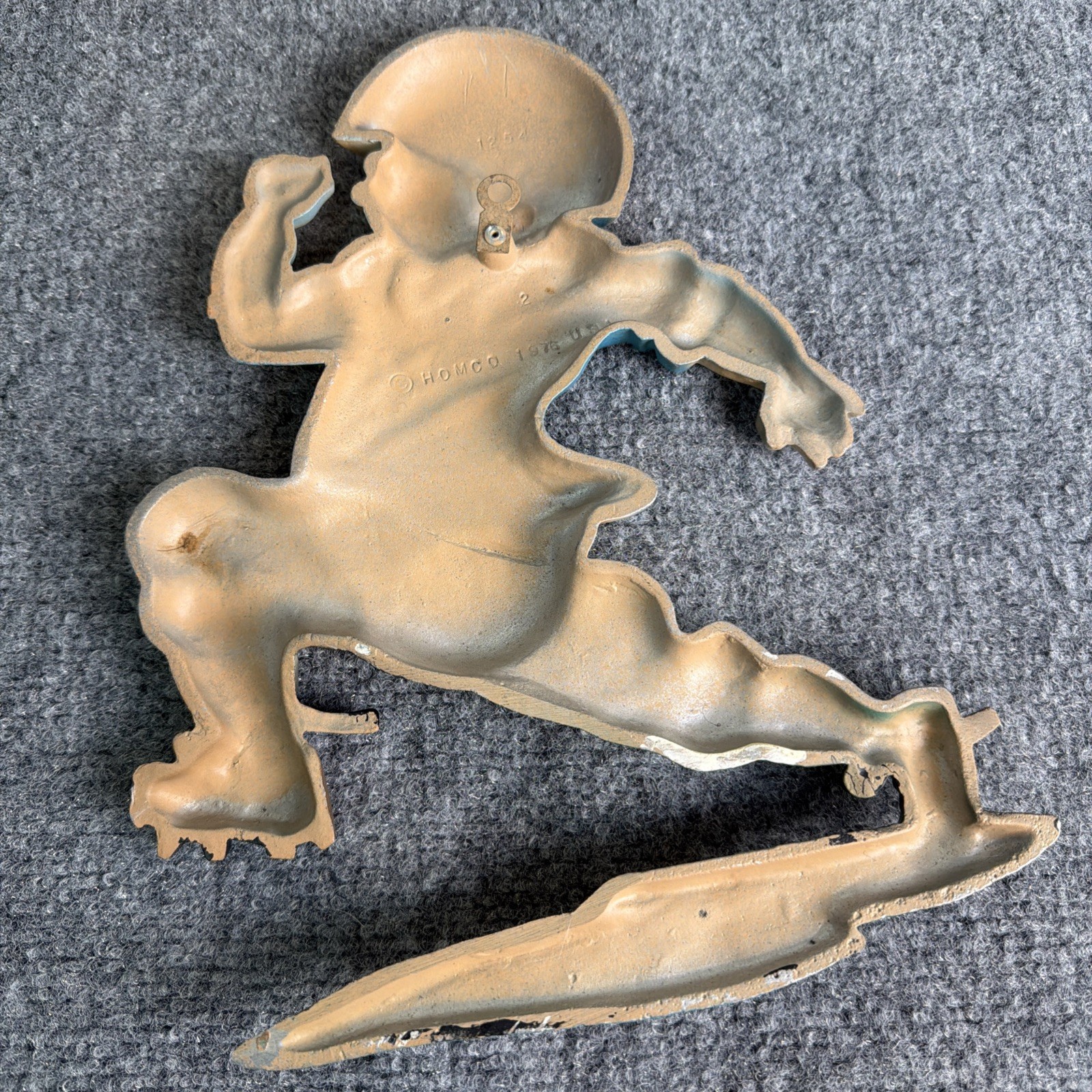 VTG 1976 Homco USA Football Players Wall Hang Cast Iron Metal Sport Decor LOT 3