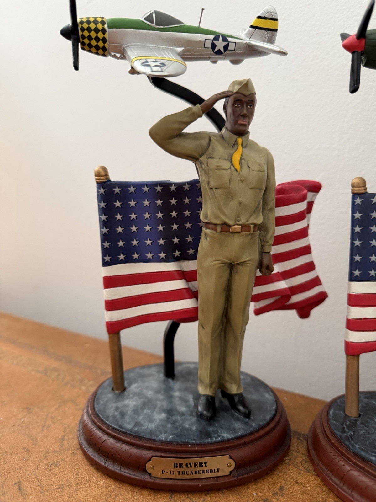 Lot Of 5 Defenders of Freedom Hand-Painted Tuskegee Airmen Sculpture Collection.