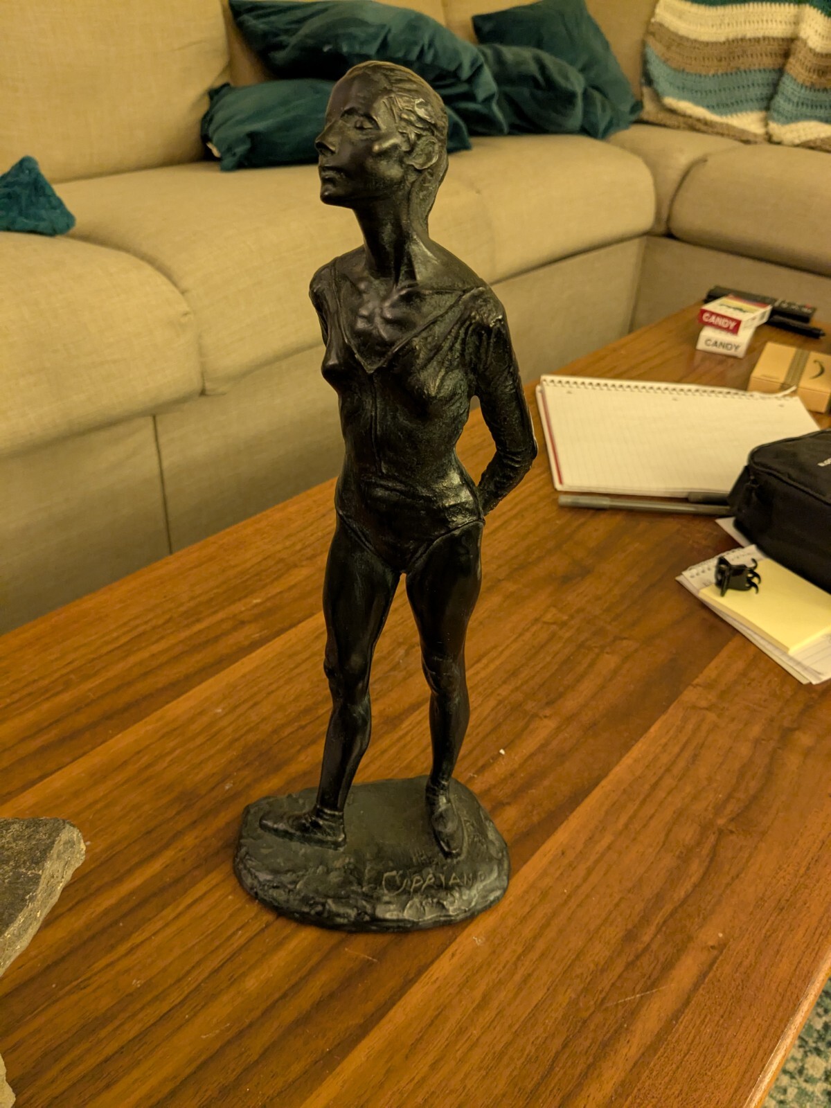 Anthony Cipriano ballerina sculpture, mid-century modern motif, brutalist