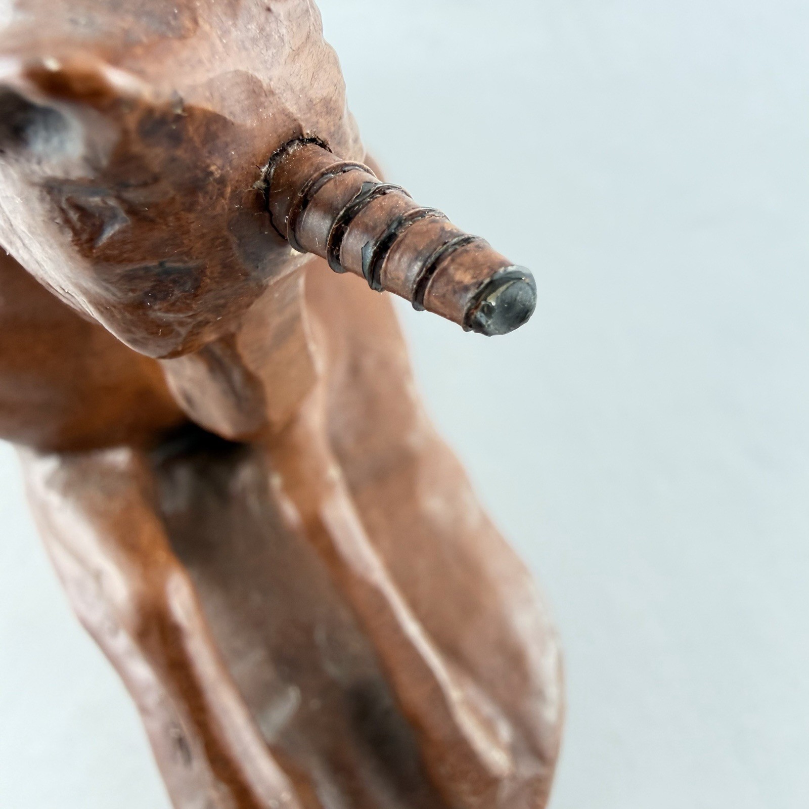 Vintage Unicorn Figurine Carved Resin Brown Red Mill Mfg. Resting Detailed READ