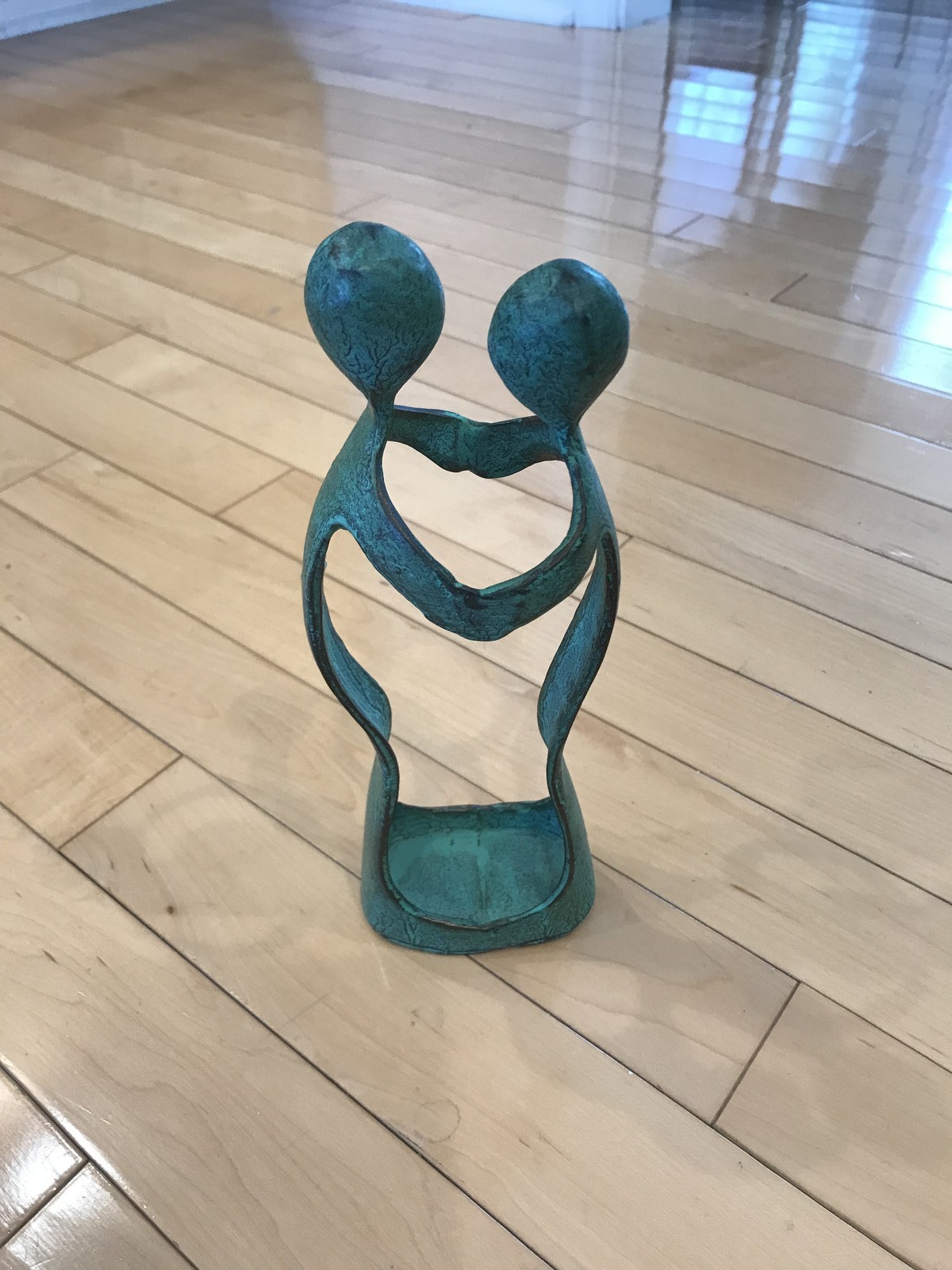 Abstract Embrace Couple Sculpture – 10 Inch Tall Metal Art