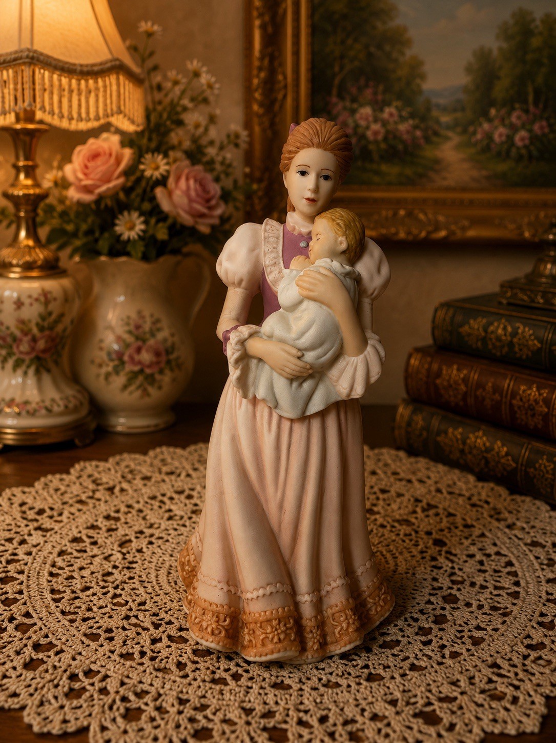 Home Interiors Homco Comforting Arms 14014-99 Mother & Baby Figuruine Porcel
