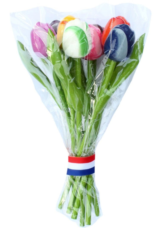 wooden tulips holland small bouquet of 9 stems 20 cm each multicolor