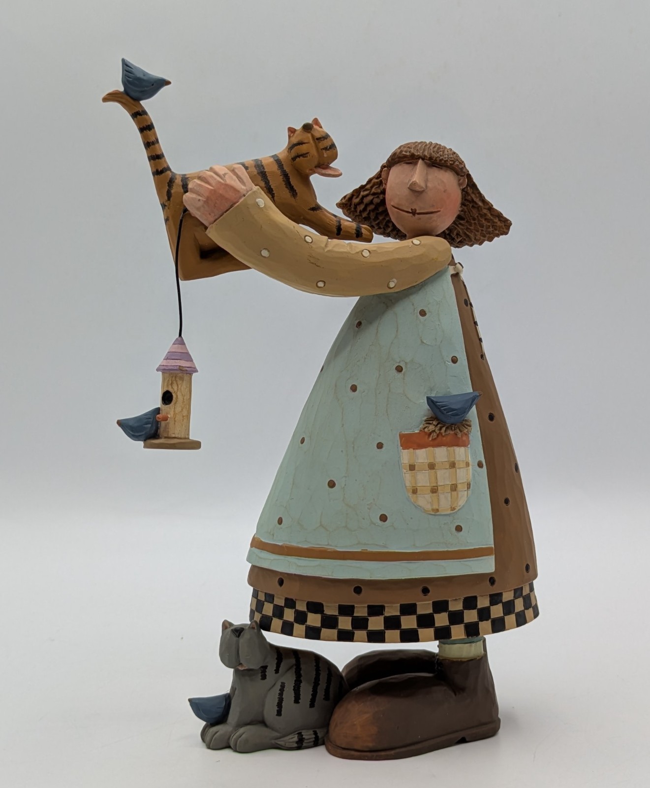 Williraye Studio My Best Friends ww7730 Girl Cats Birds Folk Art 7″ Figure