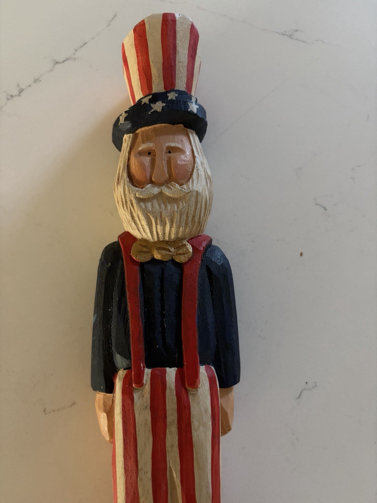 James Haddon Uncle Sam Figurine Patriotic Folk Art Signed Wood Hand Carved 12″