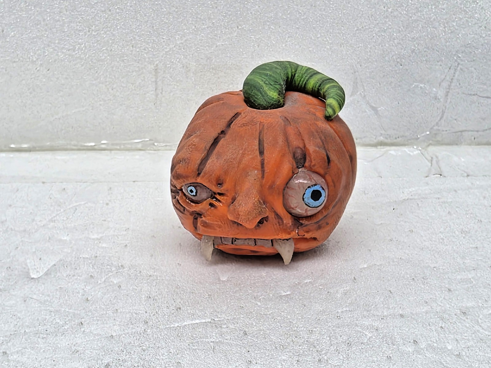 Ugly Polymer Clay Jack-O’-Lantern Handmade Sculptures Set Of 6