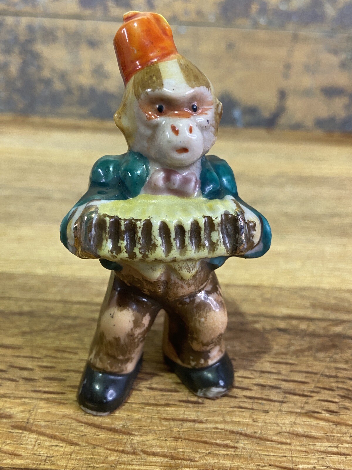 Ceramic Monkeys Playing Instruments Japan Five Total
