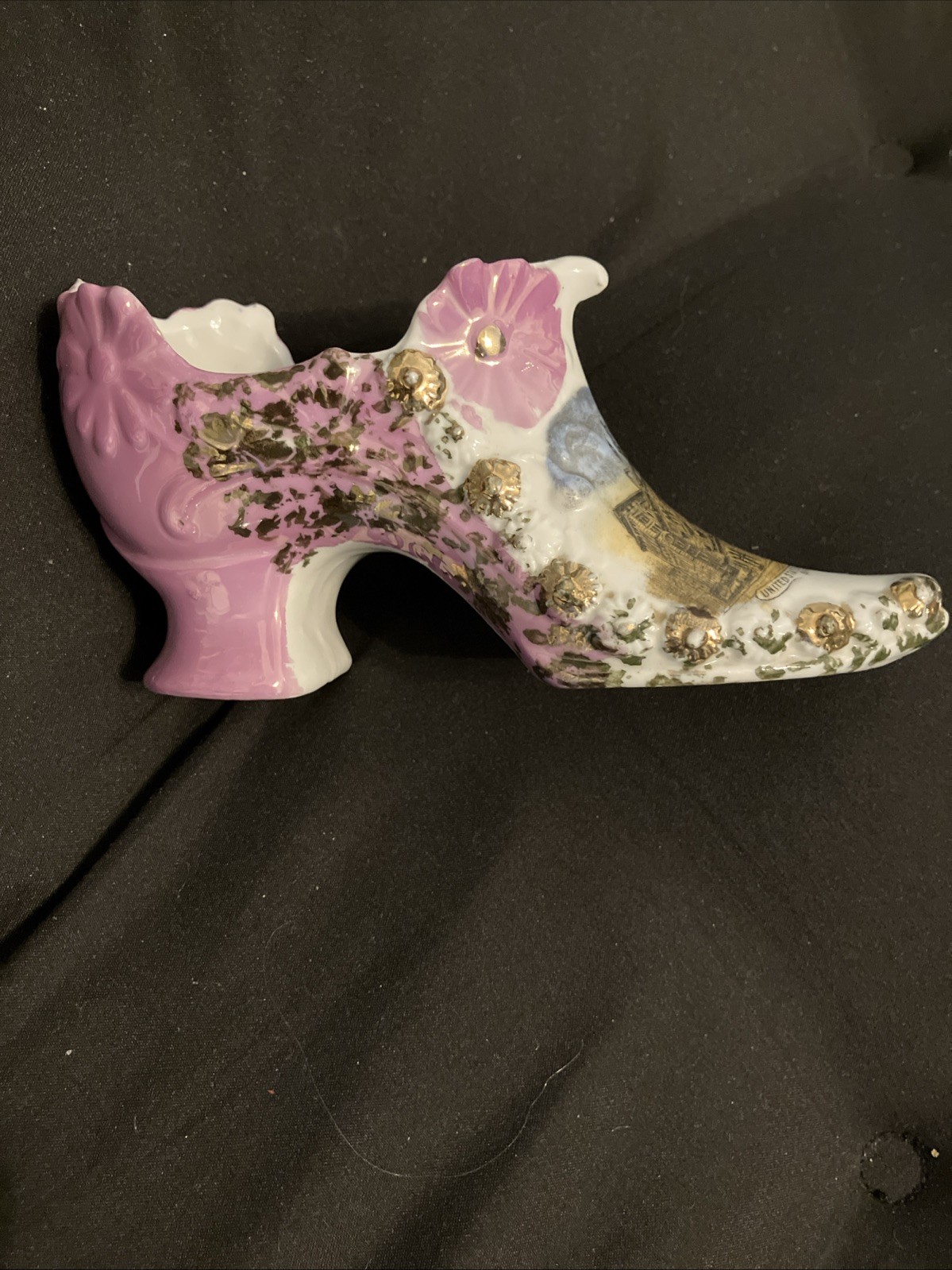 Syracuse NY Antique Shoe Souvenir,, Porcelain, Lusterware US Gov. Building