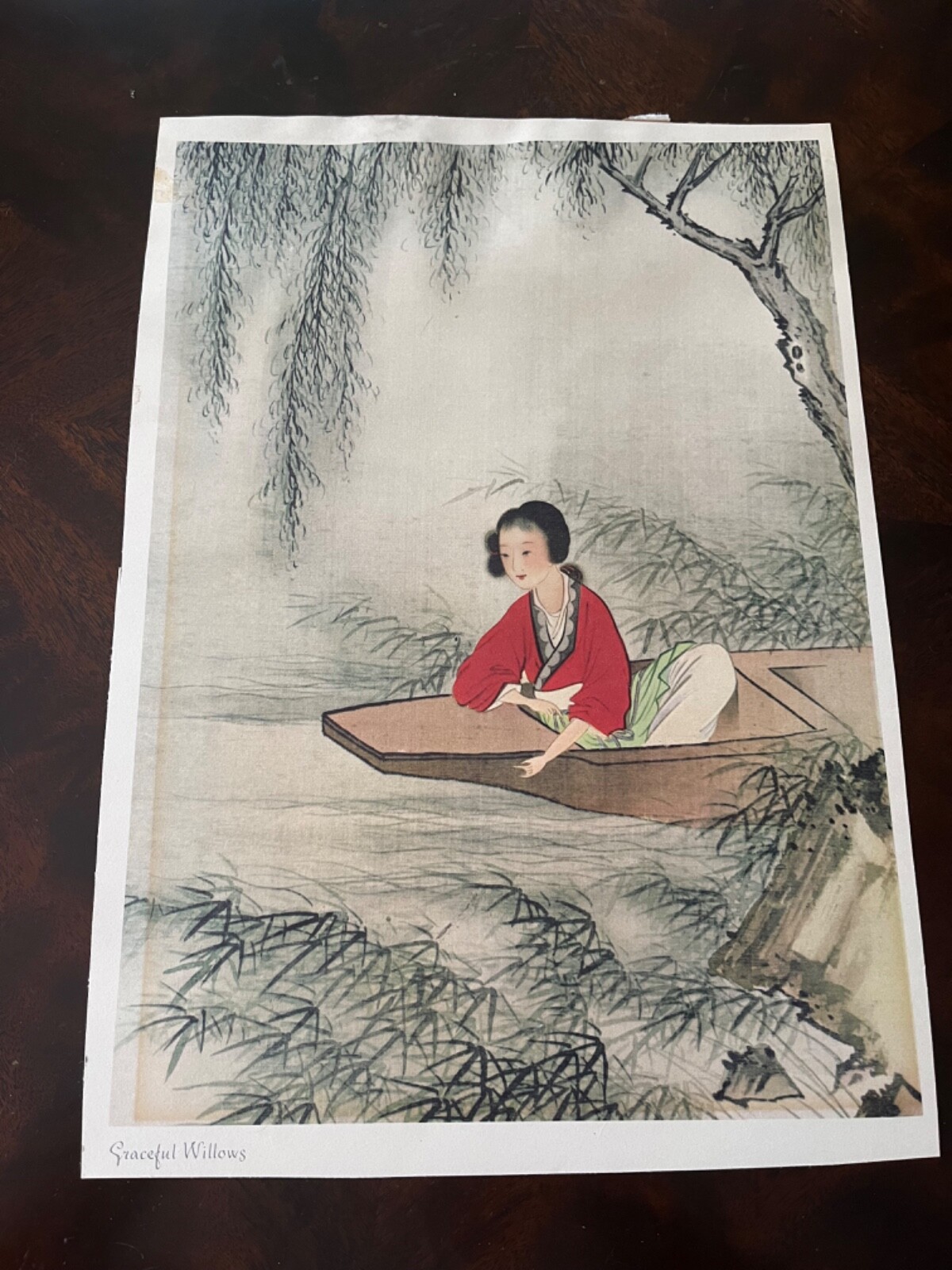 Vtg Japanese Print”Graceful Willows”- circa 1960’s