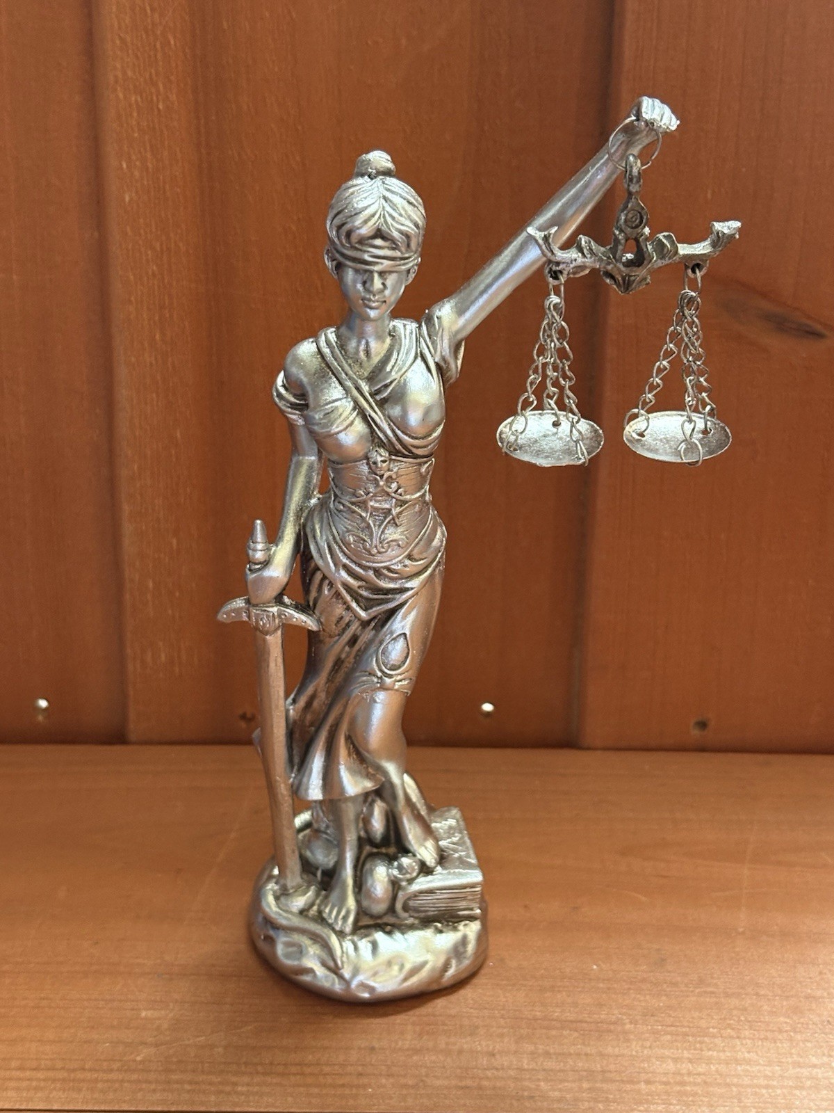 Lady Justice Figurine 8” Resin Sculpture in Gold Finish Law Office Decor