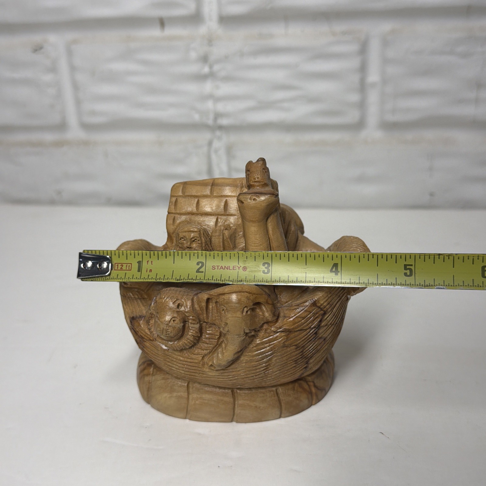 Noah’s Ark Carved One Solid Piece of Olive Wood, 4.5″ x 4″ x 4″