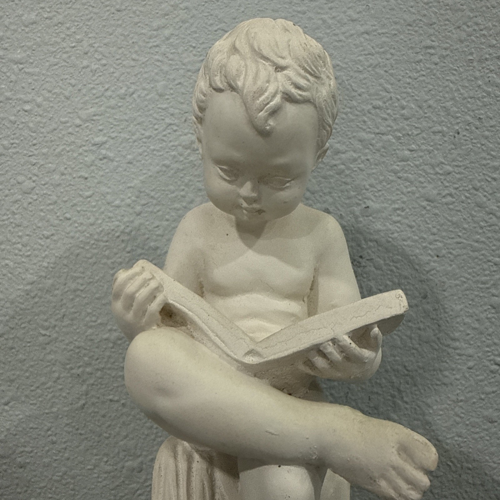 Vintage Child Reading Book Statue Sculpture Bust Figurine 10″ Classic Decor