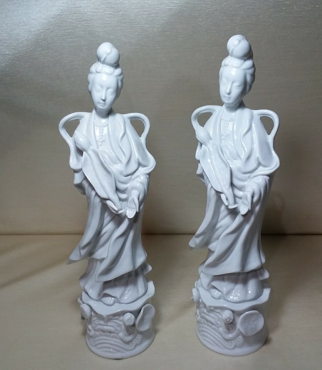 2 Geisha ORIENTAL GIRL HOMCO #1426 Cross Sword White Porcelain Figurine 12″