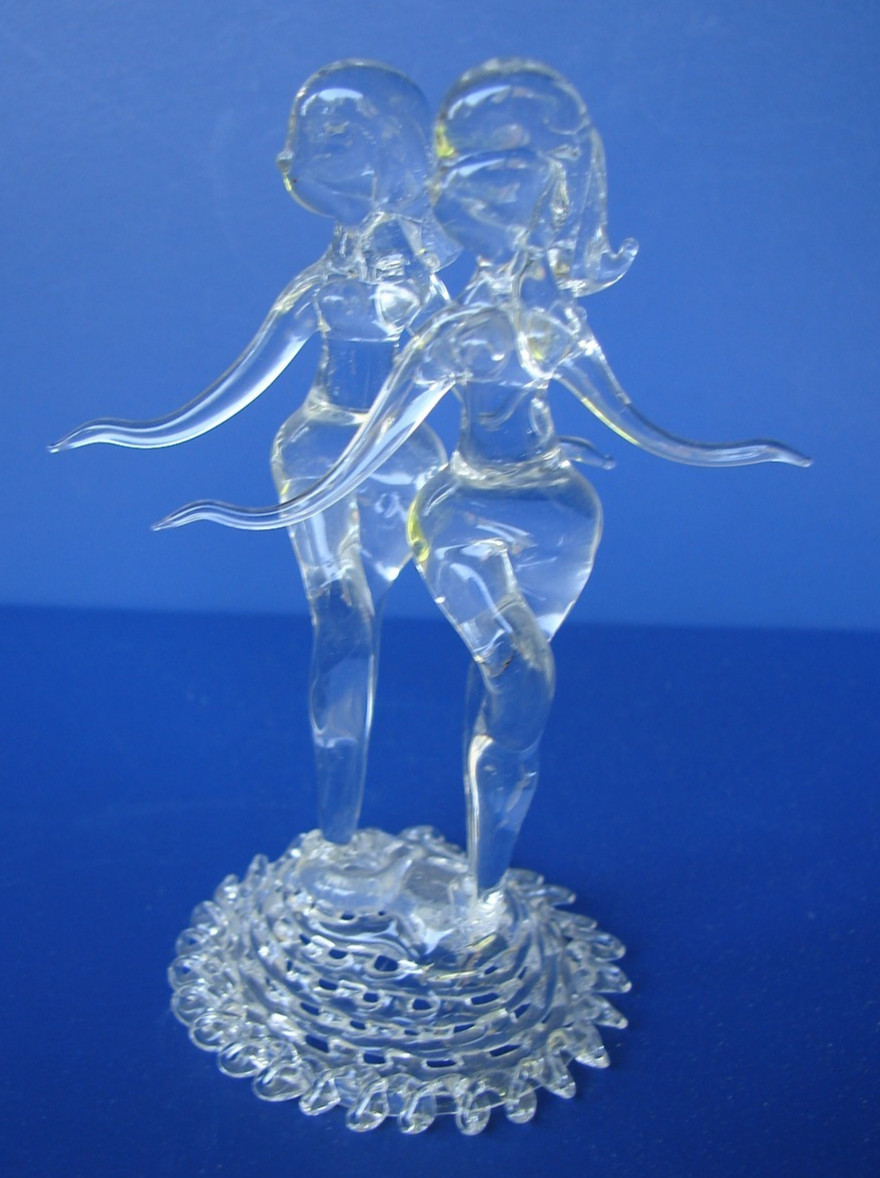 Miniature 4″ Blown Glass 2 Sexy posing Women Woman Maker Unknown