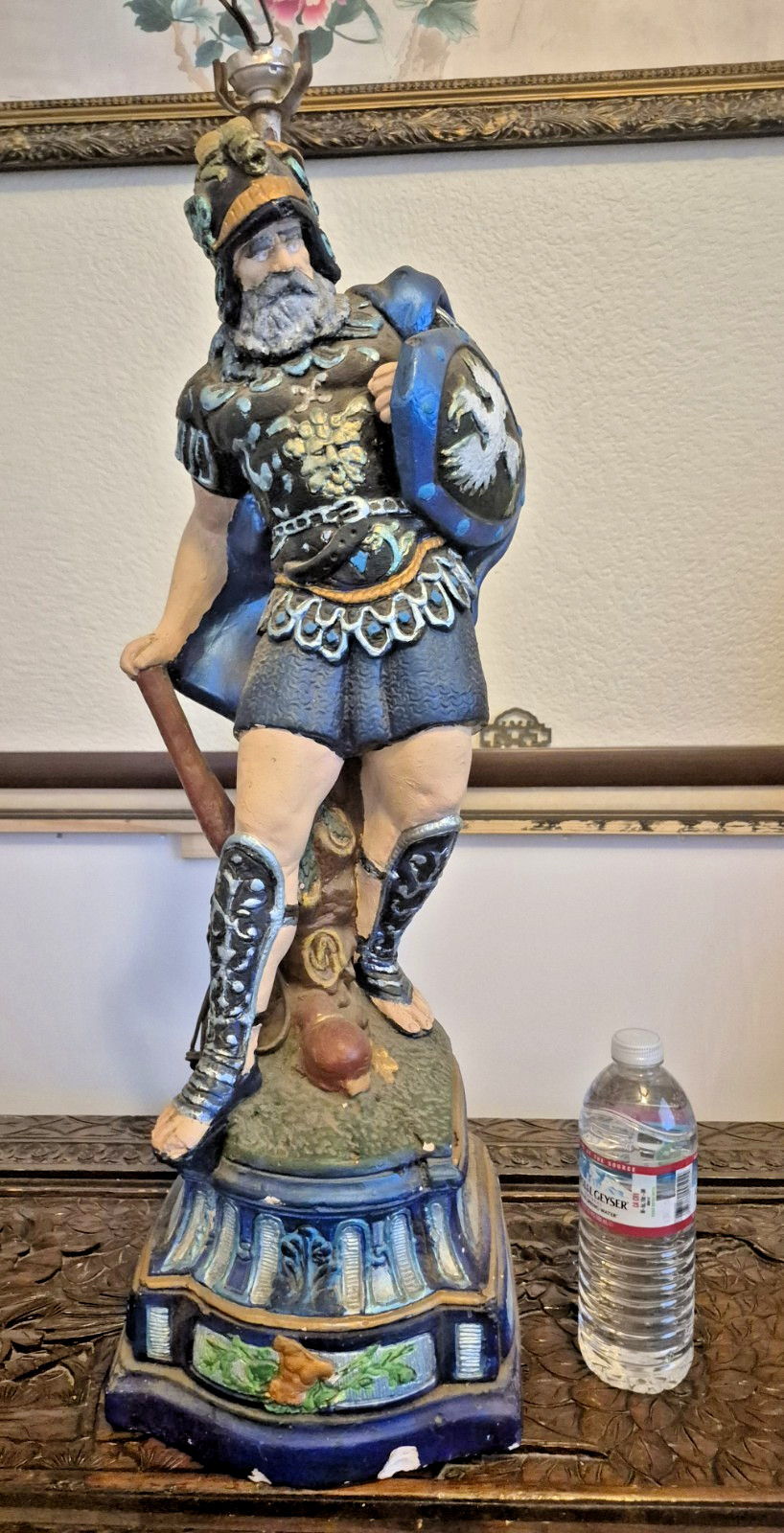 Large Huge Heavy 27″ Viking Warrior Statue 27Lbs Gladiator Hand Painted Plaster