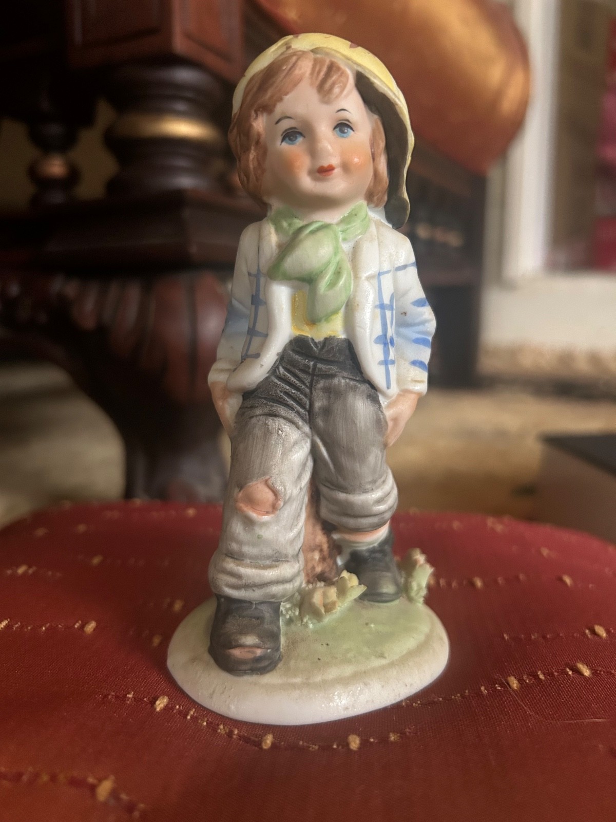 Rare Vintage Porcelain Figurine – Hand-Painted Boy Statue – Collectible Antique