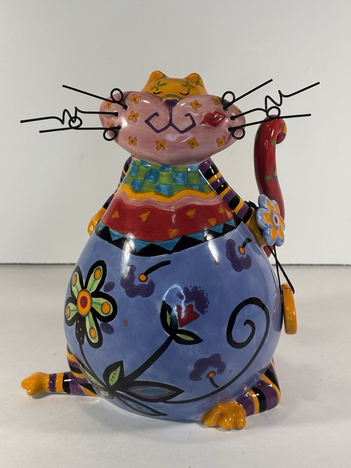 Catitudes Joyce Shelton Funny Cat Ceramic Figurine Cat Lovers, Wire Whiskers 7”