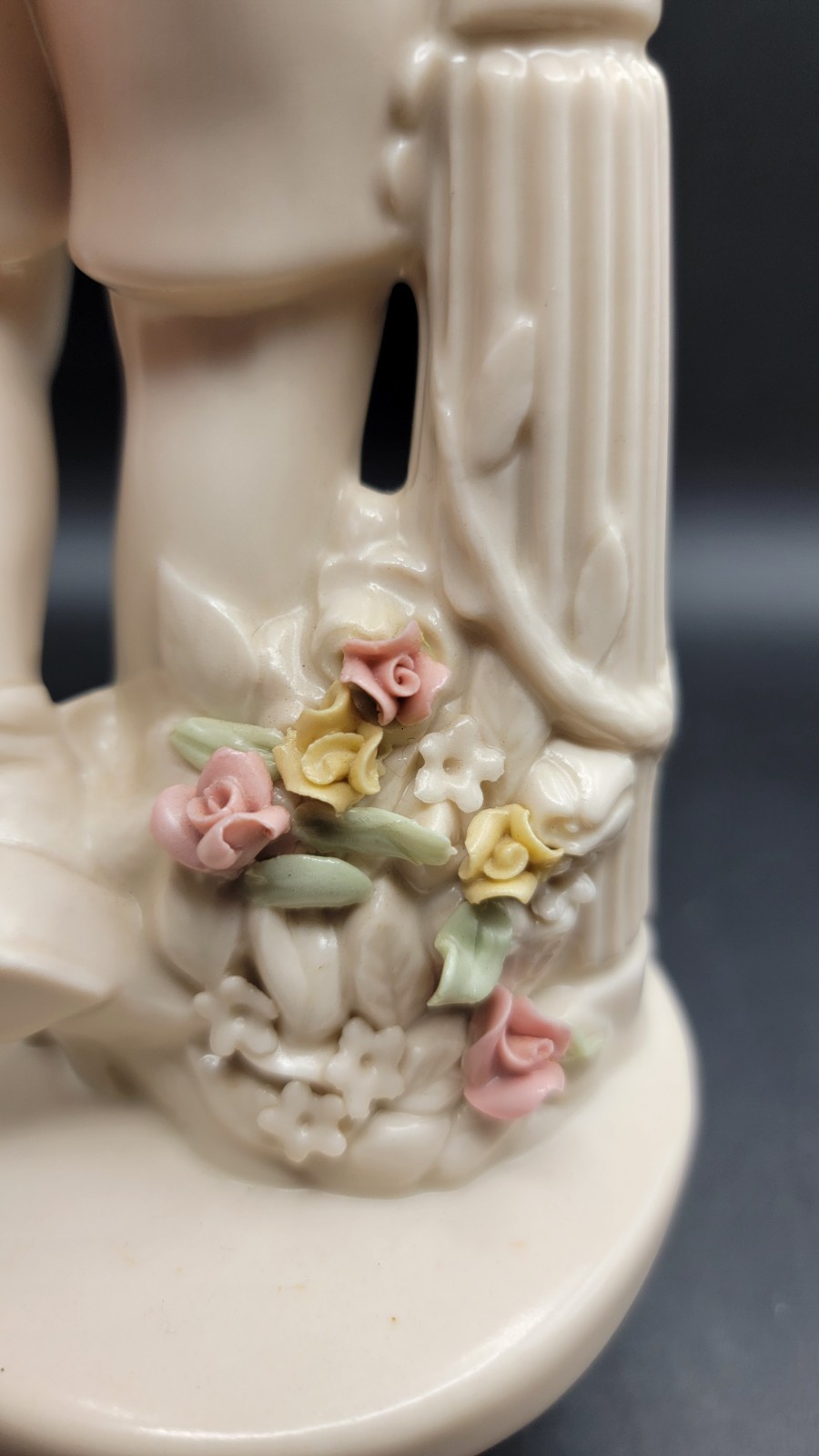 Vintage Victorian Boy Porcelain Figurine 9.25″ Holland Mold Pink Dainty Flowers