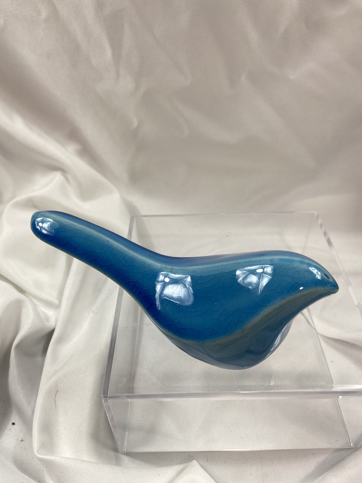Modern Minimalist Style Blue Ceramic Bird Figurine