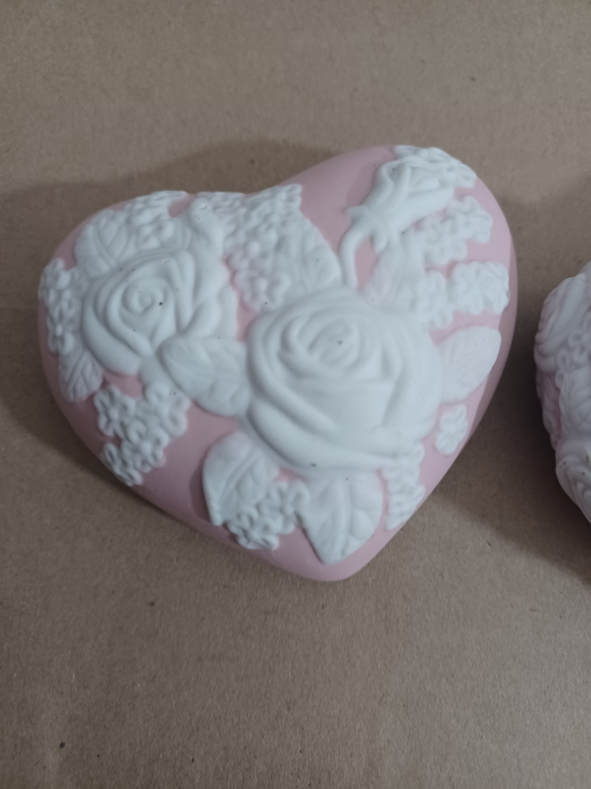 San Francisco Music Company Ornate Pink Jasperware Heart Tricket Box Pre-owned