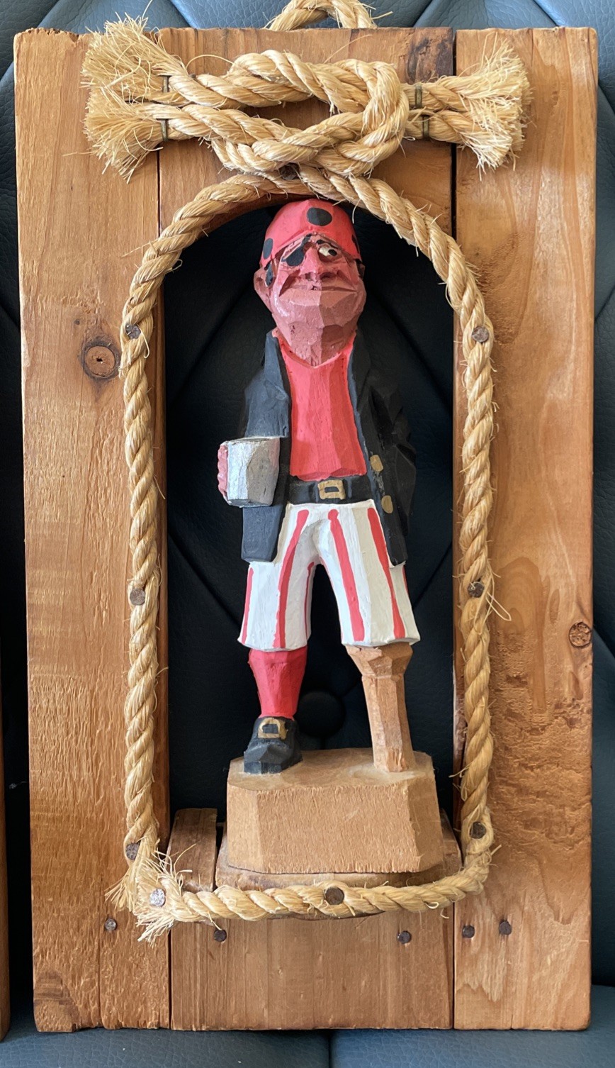 Vintage Handcarved Wooden Seamen in Nautical-Themed Frames for Wall Decor