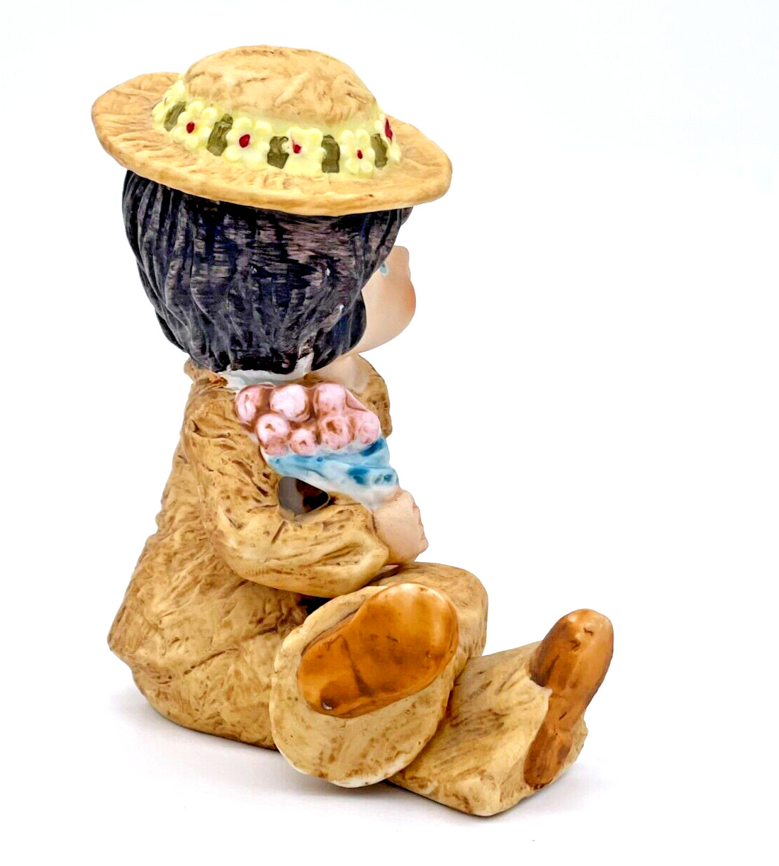 Lego Taiwan Porcelain Girl with Hat and Flowers Figurine 3.75 in