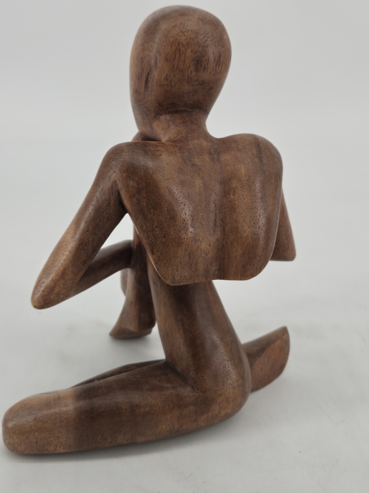 Yoga Man Thinking Pose Wooden Statue Real Wood Boho Decor Bohemian Peaceful Zen
