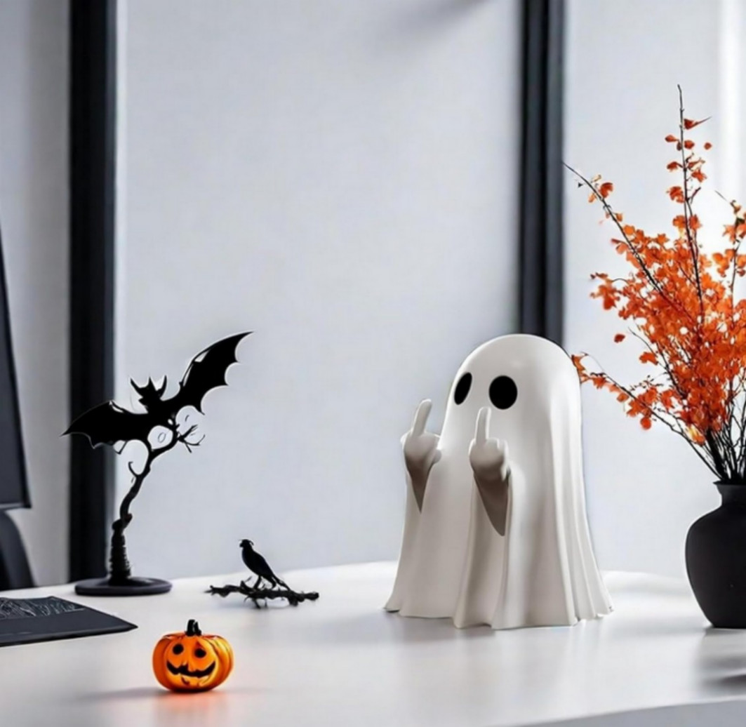Cute Ghost Figurine Spooky Resin Statue Decoration Home Tabletop (2 Pack )