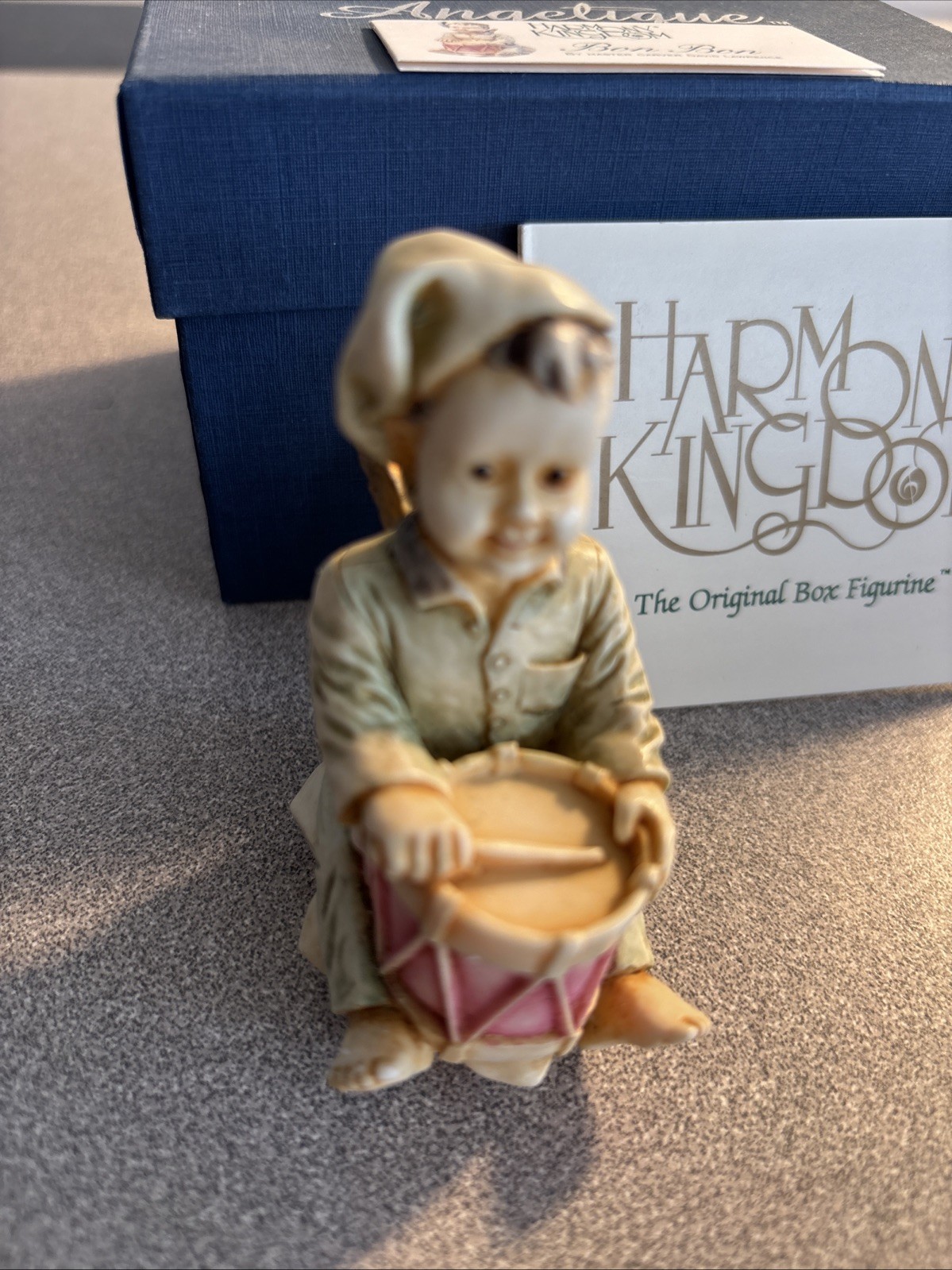 2000 Harmony Kingdom Angelique “Bon Bon” Boy Angel w/Drum Vintage Trinket Box