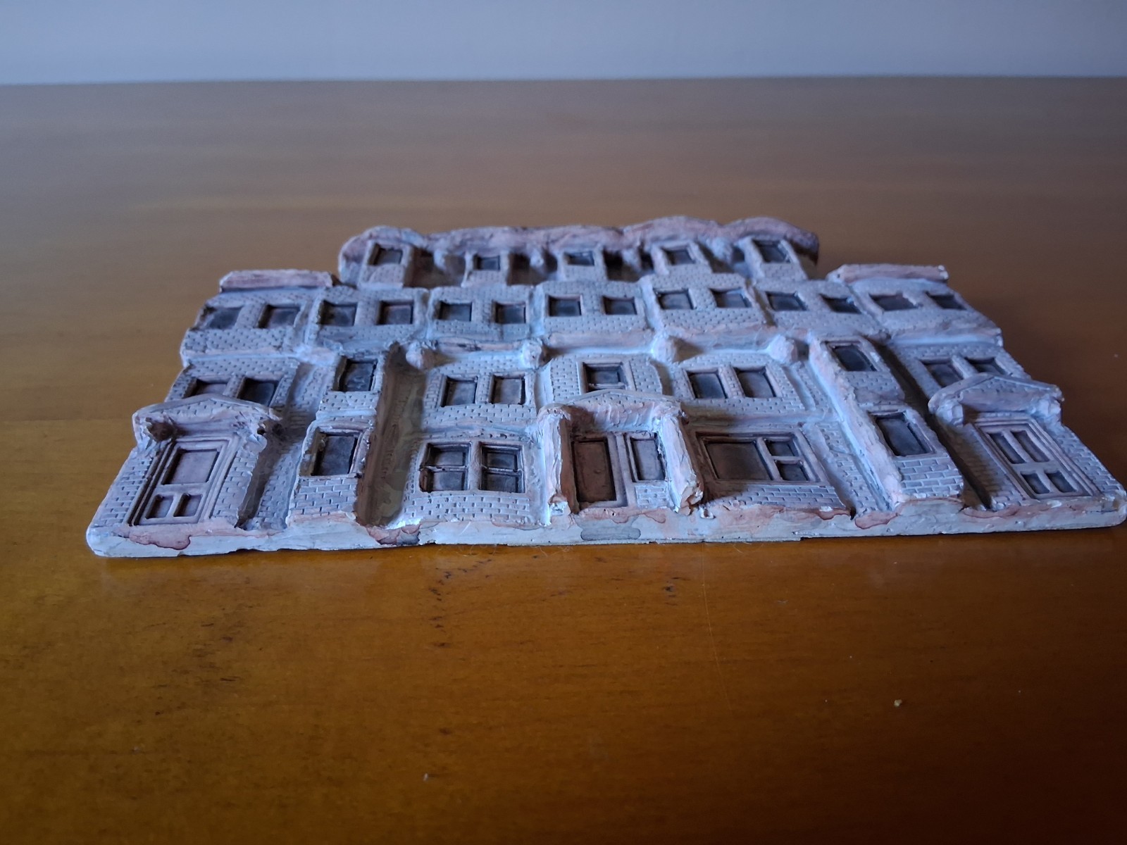 Colin Scott Handmade Painted Plaster Building Sculpture Gray Brown Architecture