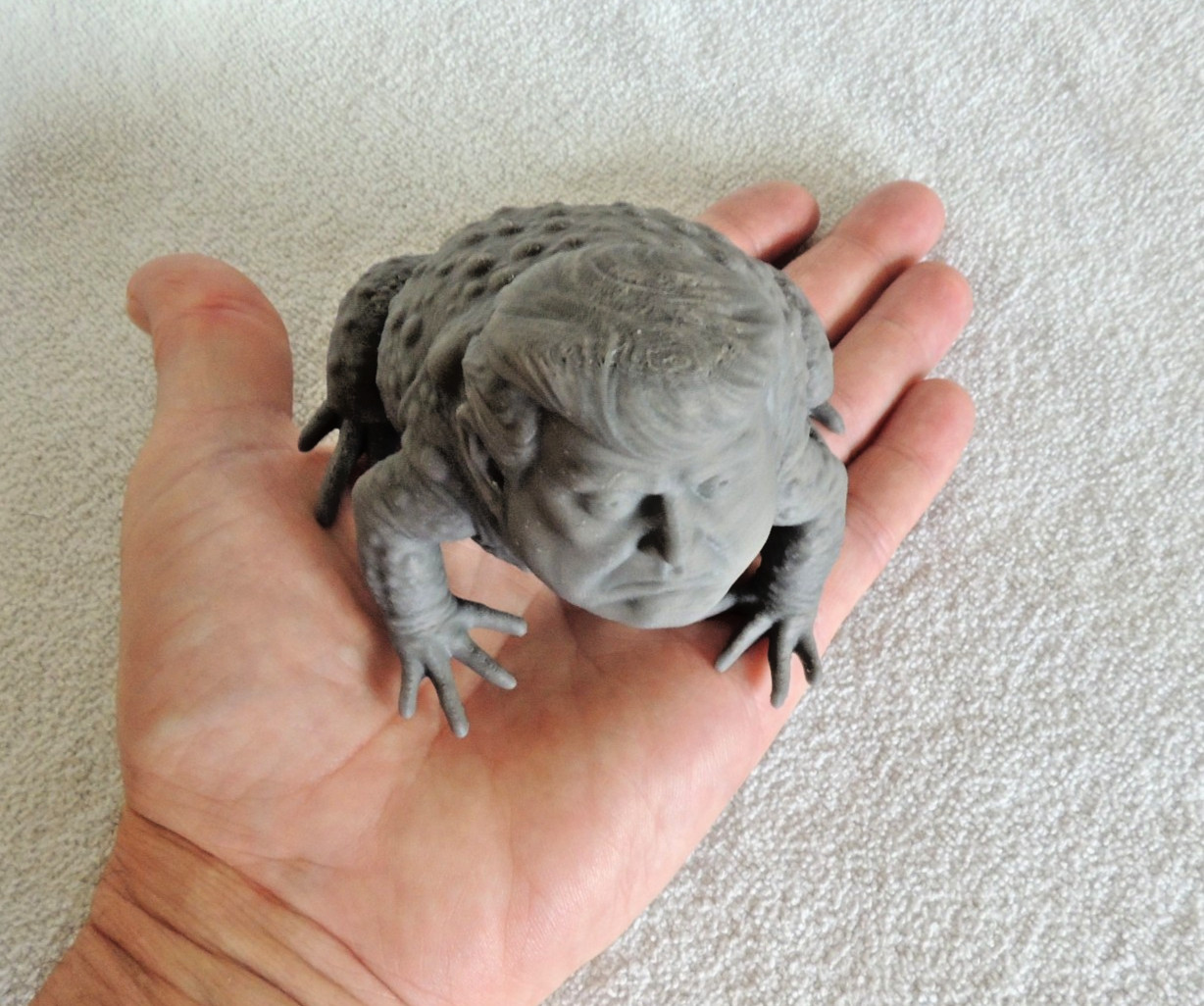 Trump Toad Figure 3D Printed Grey PLA Nice Detail Troad