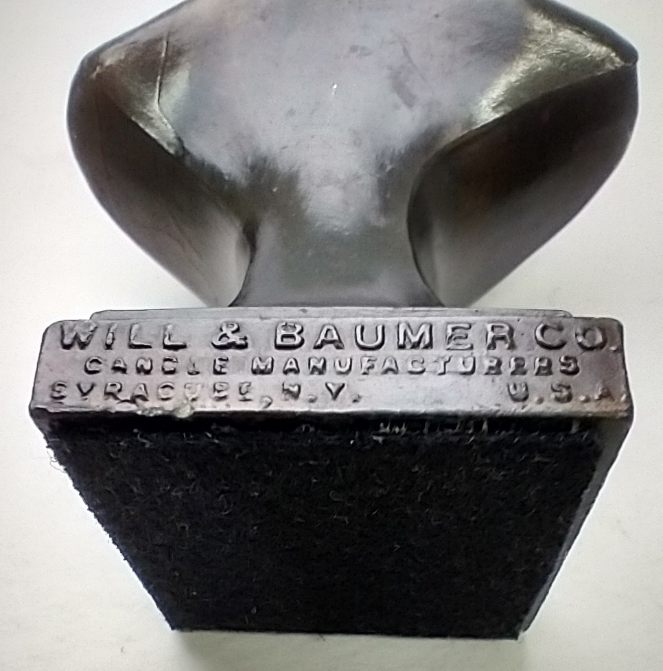 Vintage POPE PIUS X Bronzed Cast Metal BUST – Will & Baumer Candle Advert 4.5″