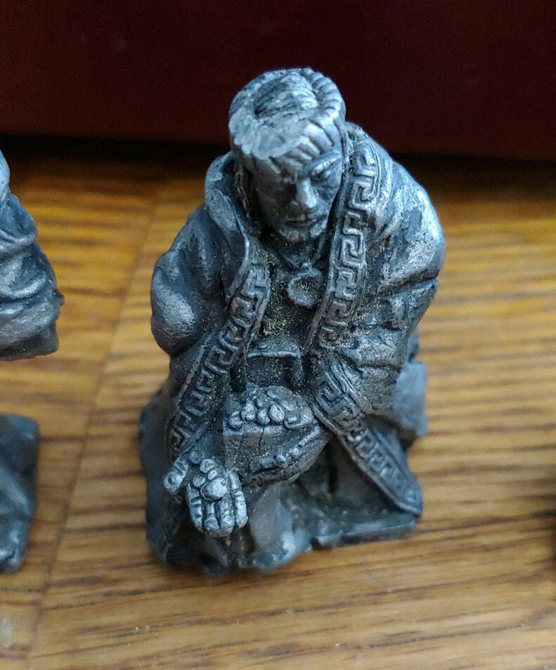 (3) Vintage Handcrafted Pewter Men Figurines 2 inches tall weigh over 1lb