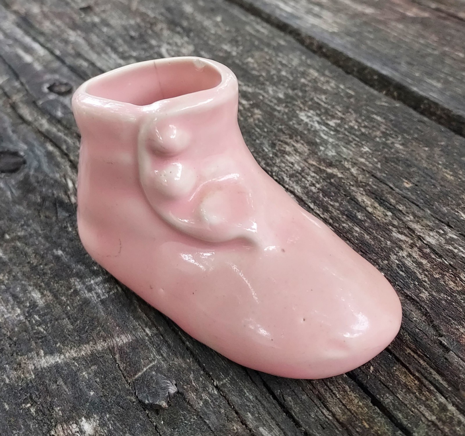 Vintage Pottery Ceramic Bootie Baby Girl Shoe