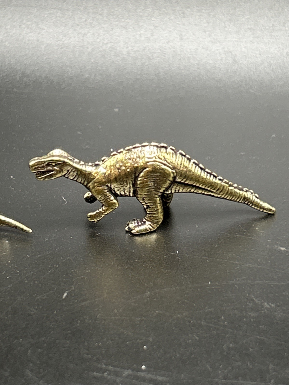 Set of 4 Retro Brass Miniature Dinosaurs Allosaurus Dimetrodon Dilophosaurus