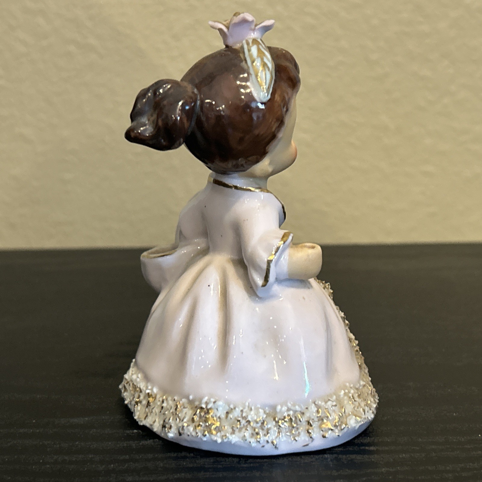 Vintage Ucago Ceramics Japan Pink Spaghetti Girl Figurine w/ Basket