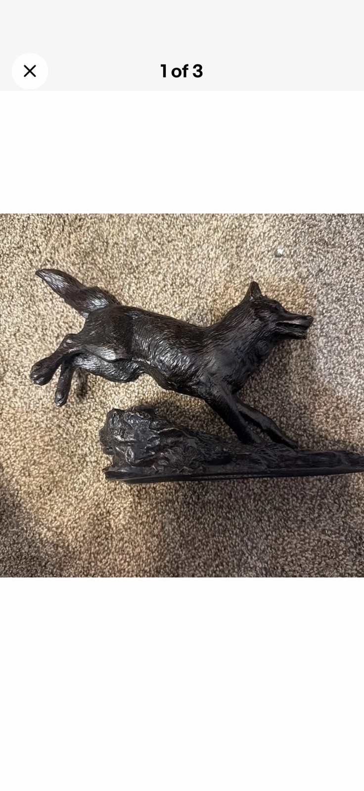 Vintage 1994 Gorham “Shadow Runner” Fine Bronze Sculpture Collectible – 12″ Long
