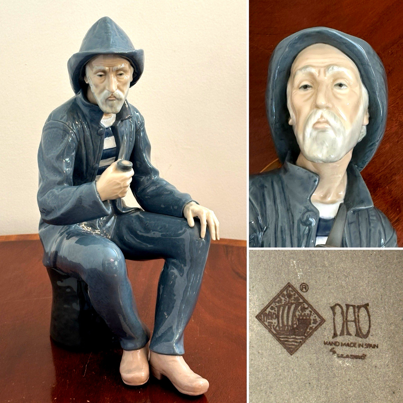 NAO by Lladro Mariner Fisherman w/ Pipe 15″ Tall Porcelain Sculpture Statue #262