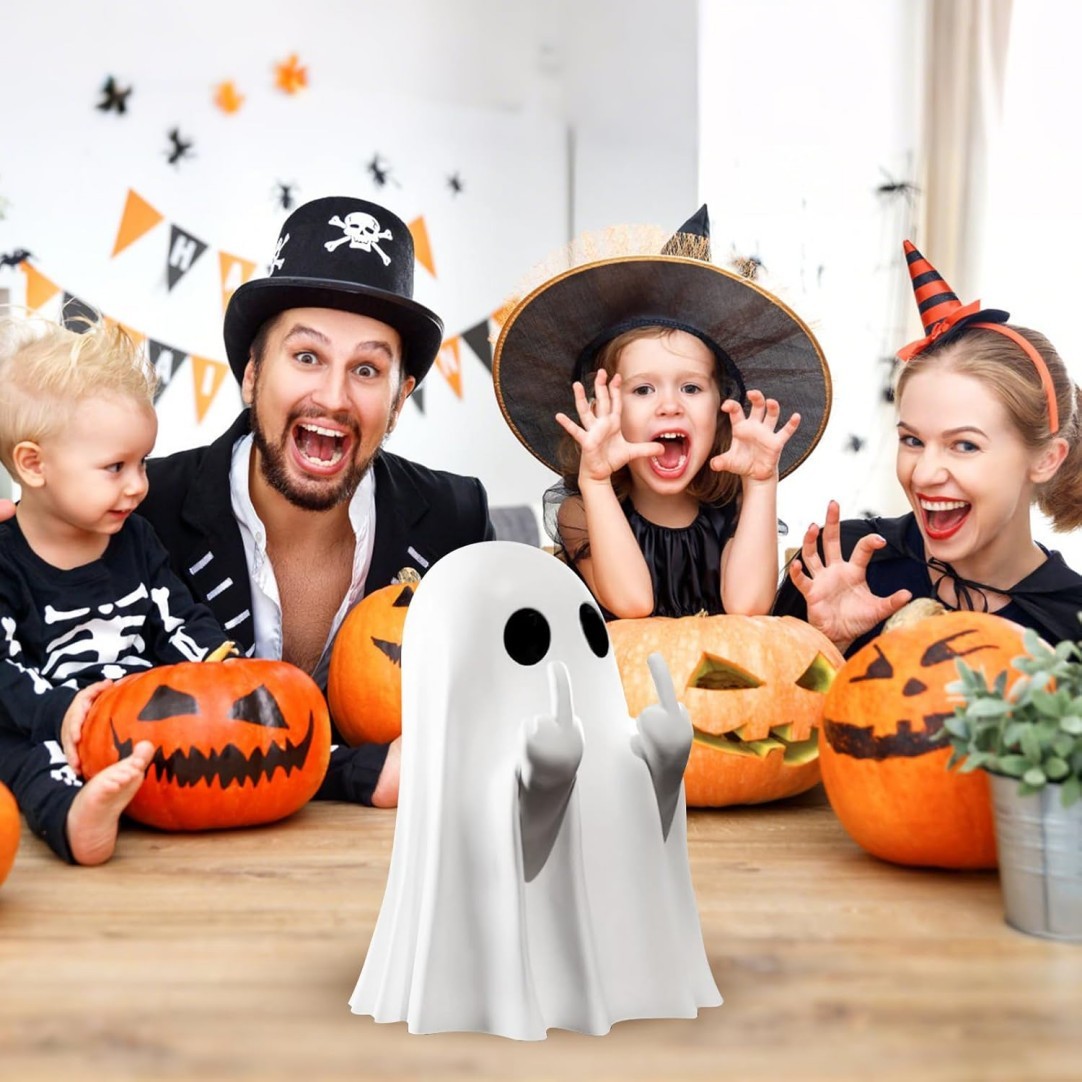 (2 Pack ) Cute Ghost Figurine Spooky Resin Statue Decoration Home Tabletop ++*-