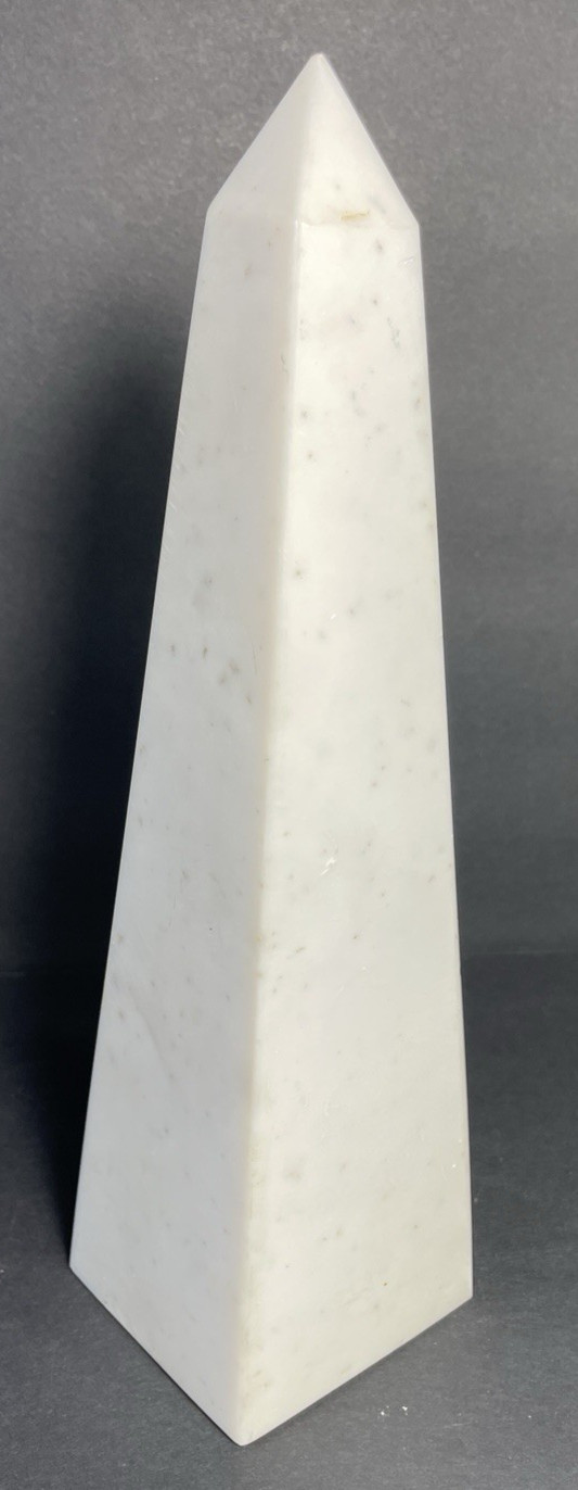 White Marble Alabaster Stone Obelisk Statue Pyramid Tower Monument – Small Chip