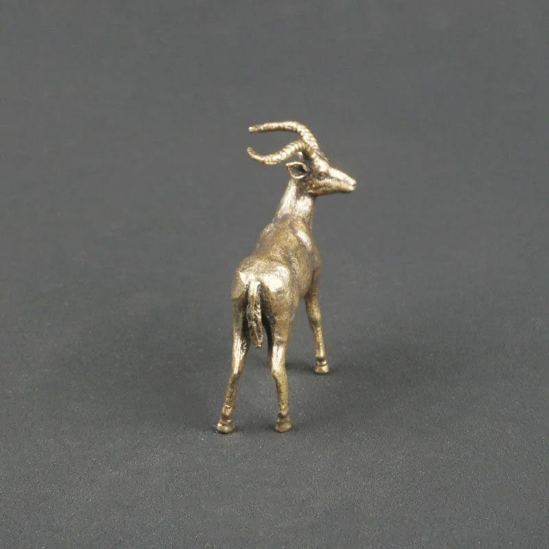 Copper Sheep Leader Small Ornament Antique Ram Goat Animal Miniature Home Decor