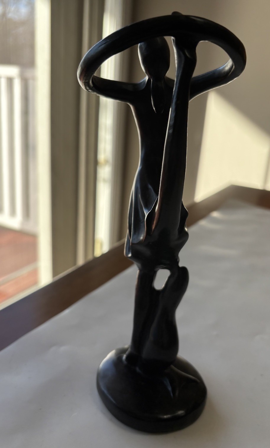 Abstract Sculpture Dancer Figurine Lady Dark Brown 10 in Contemporary Khaique(?)